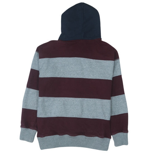 Champion Men's Grey Brown Pullover Hoodie Medium Logo Striped