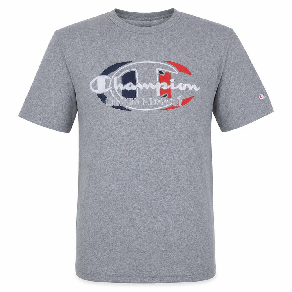 Champion Men's Grey Crew Neck Graphic T-Shirt Size M
