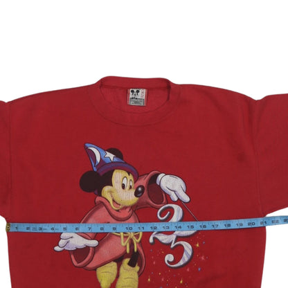 Back view of Disney Men Red Mickey Mouse 25th Anniversary Pullover Sweatshirt Medium