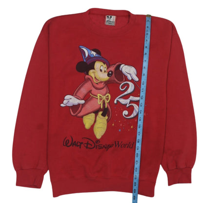 Close-up detail of Disney Men Red Mickey Mouse 25th Anniversary Pullover Sweatshirt Medium