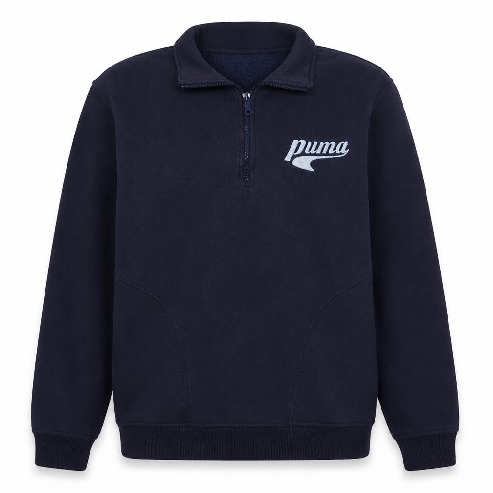 Puma Men's Blue 1/4 Zip Fleece Sweatshirt L Regular Fit