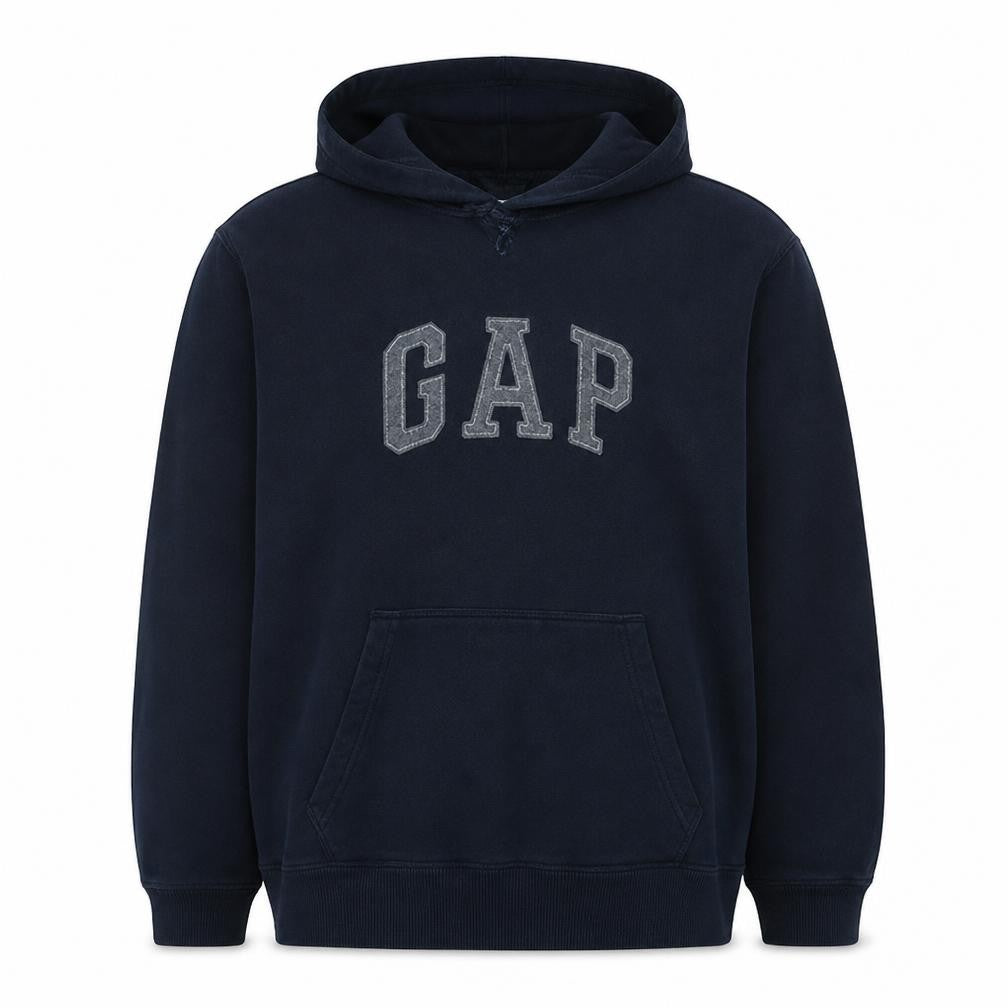 Gap Men's Black Pullover Hoodie L Logo Fleece Sweatshirt