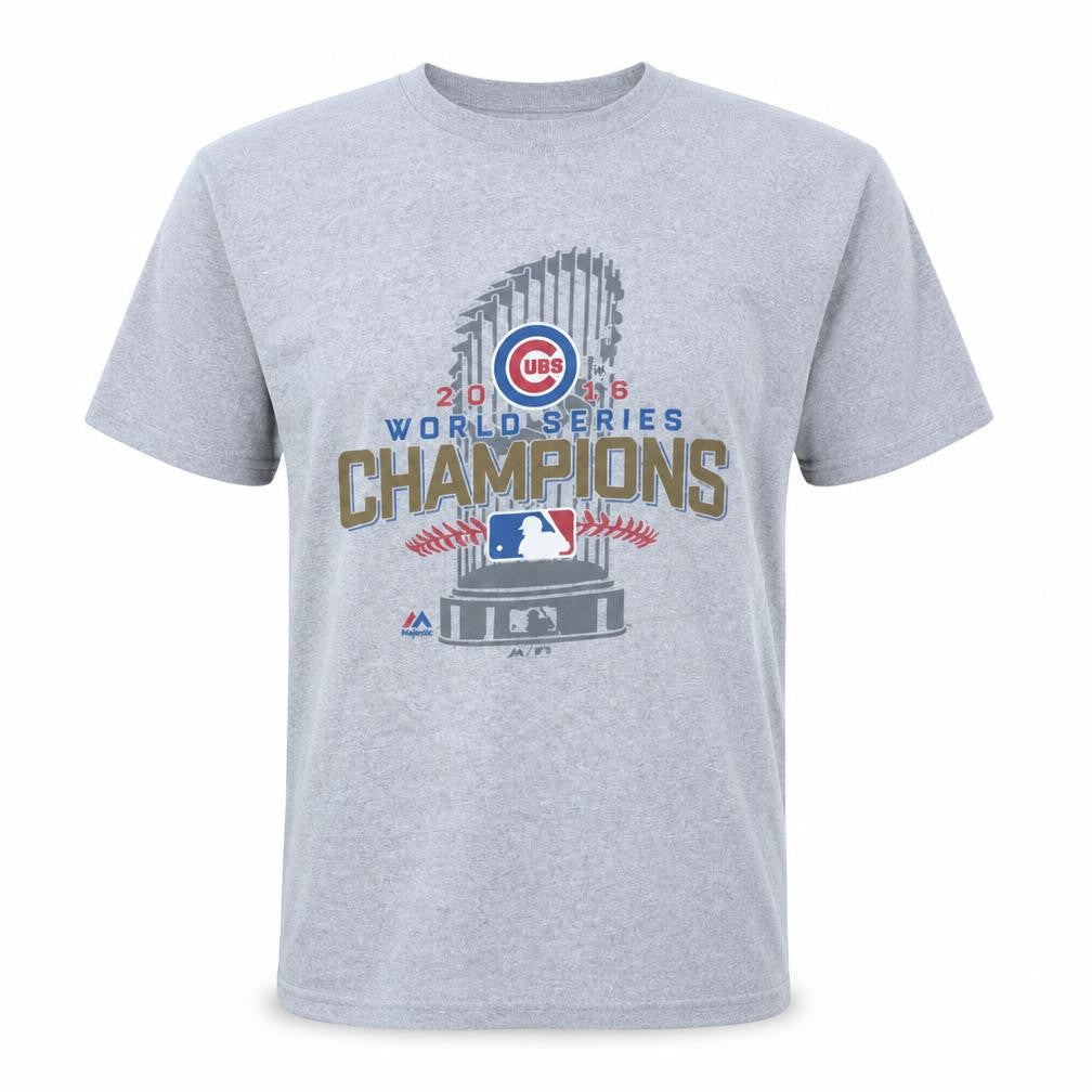 Majestic Men's Grey XL Chicago Cubs 2016 World Series Champions T-Shirt
