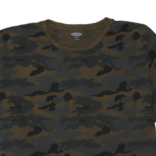 Old Navy Men's Green Camouflage Crew Neck Cotton Blend XL T-Shirt