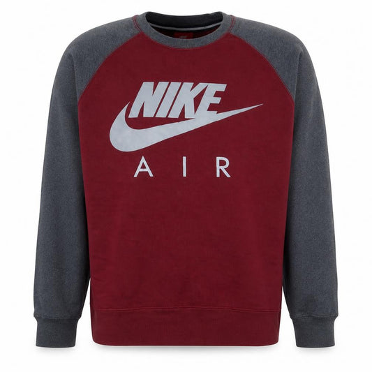 Nike Men's Red Grey Crew Neck Pullover Sweatshirt M