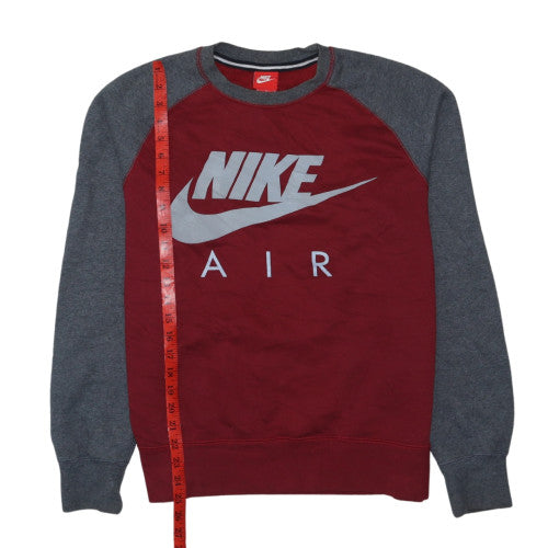 Nike Men's Red Grey Crew Neck Pullover Sweatshirt M