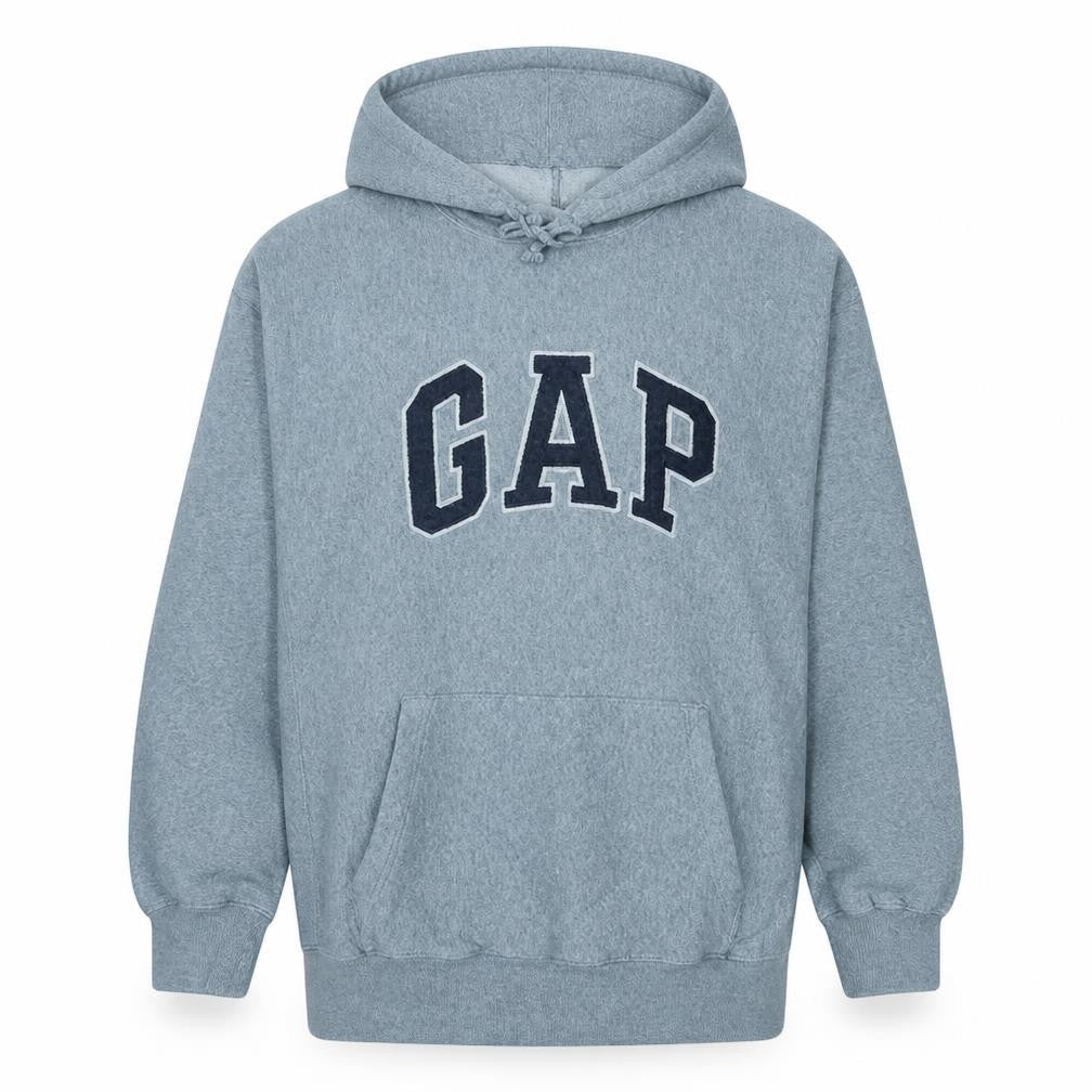 Gap Men’s Grey Logo Pullover Hoodie M Regular Fit Fleece