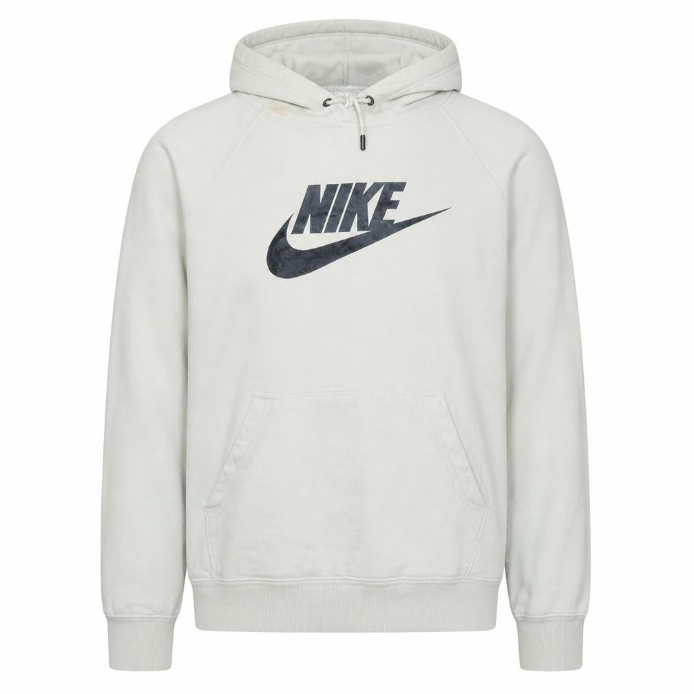 Nike Men Ivory Pullover Hoodie S Fleece Sports Logo Sweatshirt