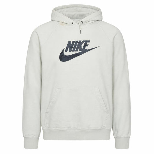 Nike Men Ivory Pullover Hoodie S Fleece Sports Logo Sweatshirt
