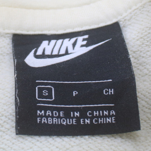 Nike Men Ivory Pullover Hoodie S Fleece Sports Logo Sweatshirt