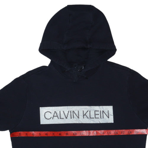 Calvin Klein Men’s Black Pullover Hoodie S Logo Fleece Sweatshirt