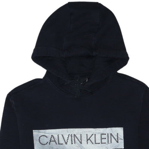 Calvin Klein Men’s Black Pullover Hoodie S Logo Fleece Sweatshirt