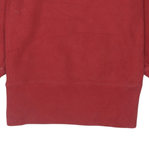 Champion Boys Red Crew Neck Reverse Weave Sweatshirt Medium Fleece Cotton
