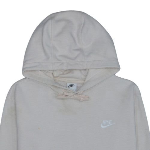 Nike Men's Beige Pullover Hoodie L - Cotton Blend Logo Casual Style