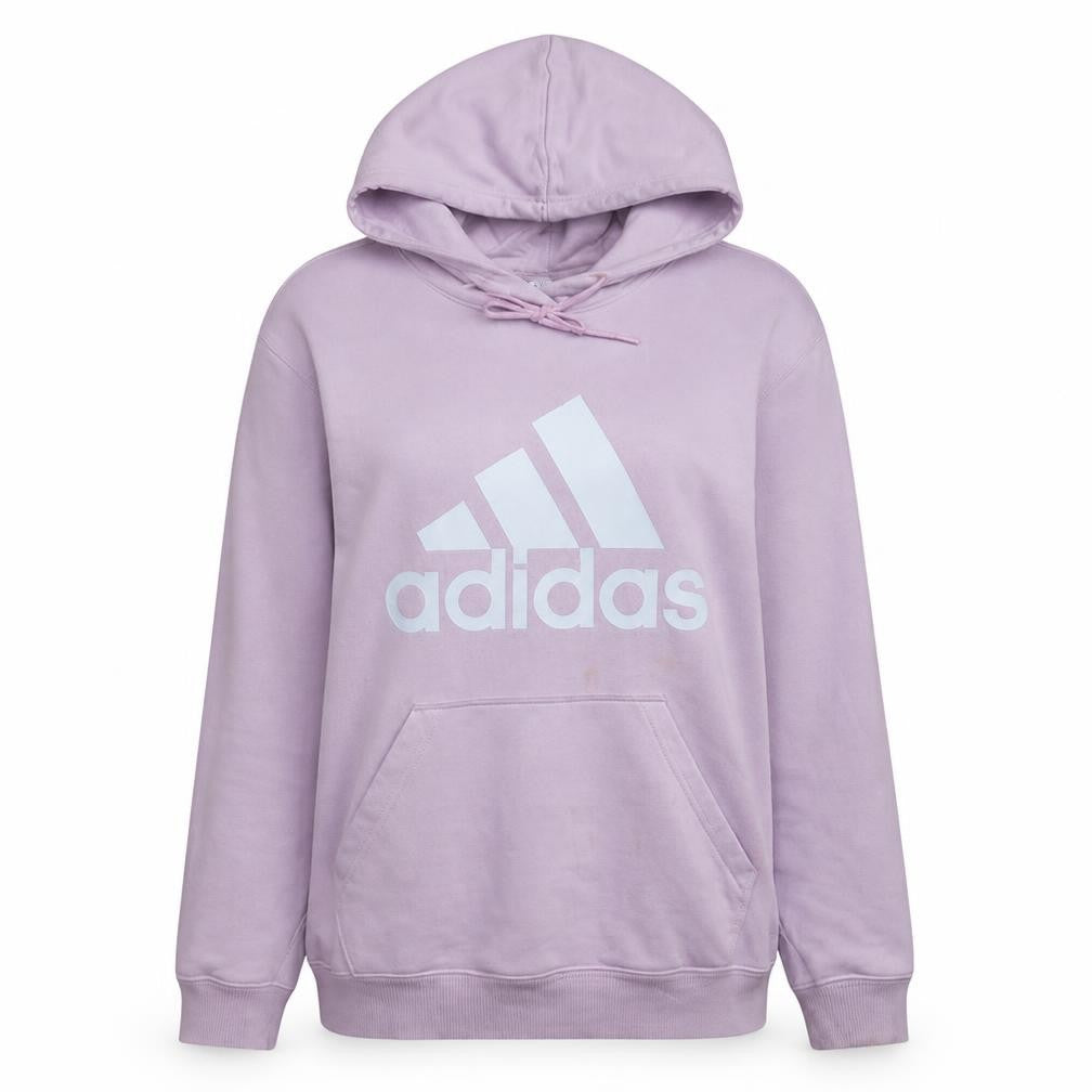 Adidas Womens Pink Pullover Hoodie L Cotton Blend Logo Casual