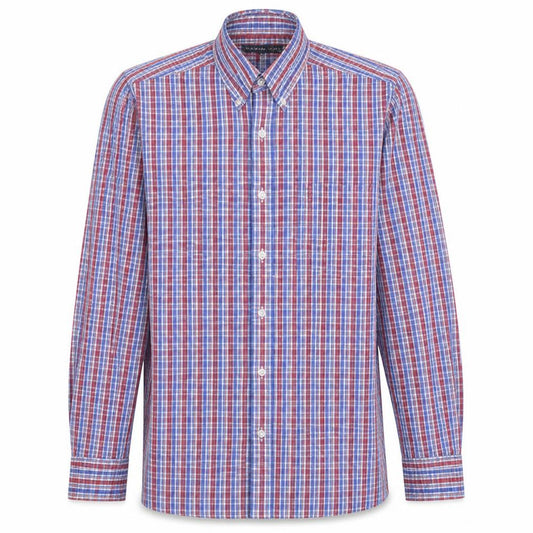 Tommy Hilfiger Men's Red Blue Checked Cotton Button-Up Shirt Size S