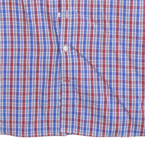 Tommy Hilfiger Men's Red Blue Checked Cotton Button-Up Shirt Size S