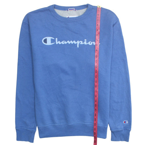 Champion Men's Blue Pullover Sweatshirt Size M Logo Fleece Crew Neck