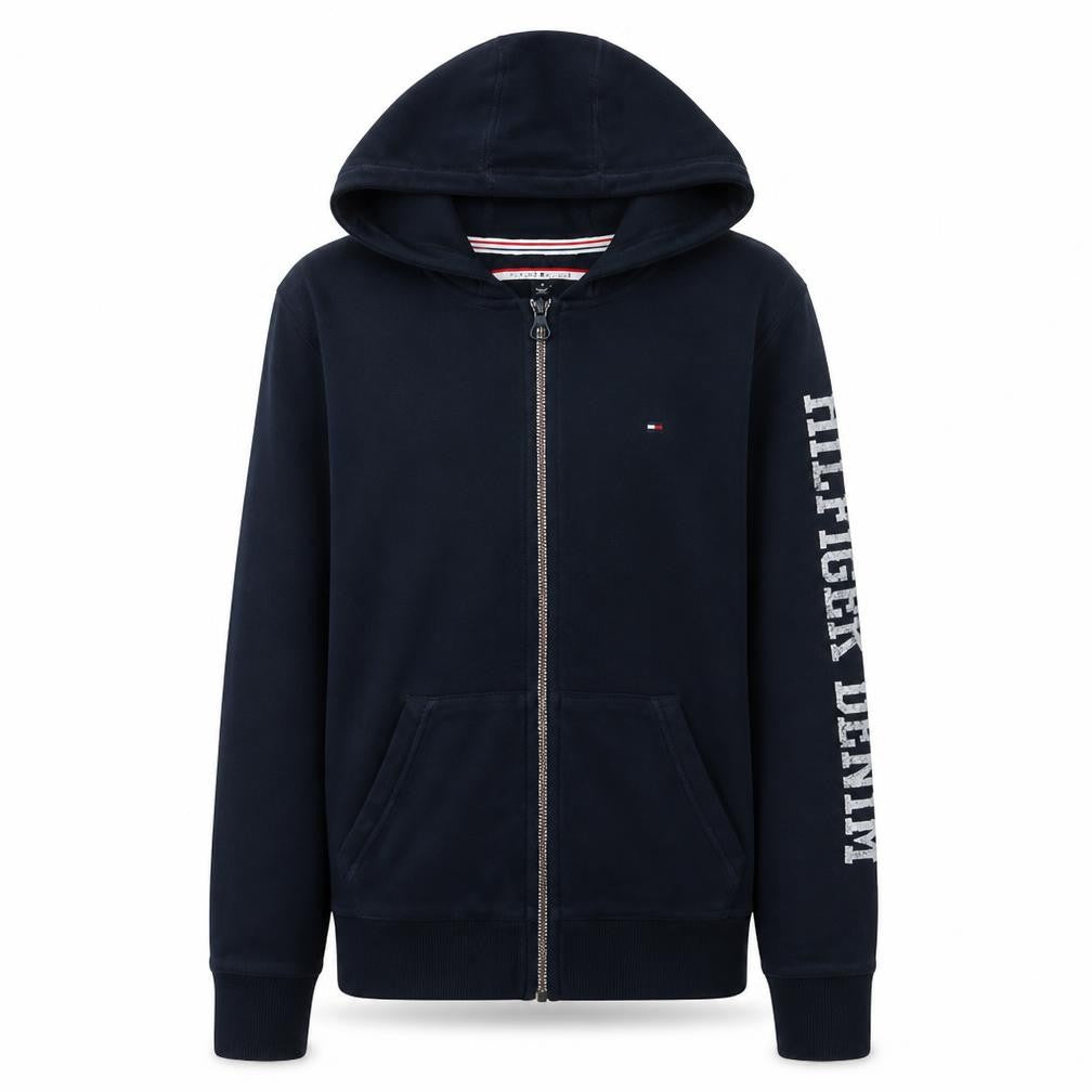 Tommy Hilfiger Men’s Blue Full Zip Hoodie Size M Classic Logo
