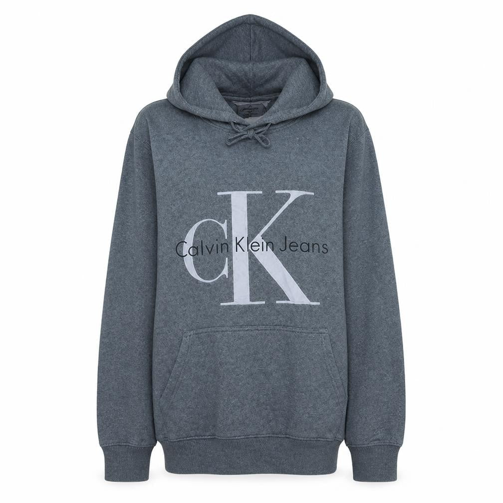 Calvin Klein Jeans Women's Grey Regular Fit Cotton Pullover Hoodie Size L