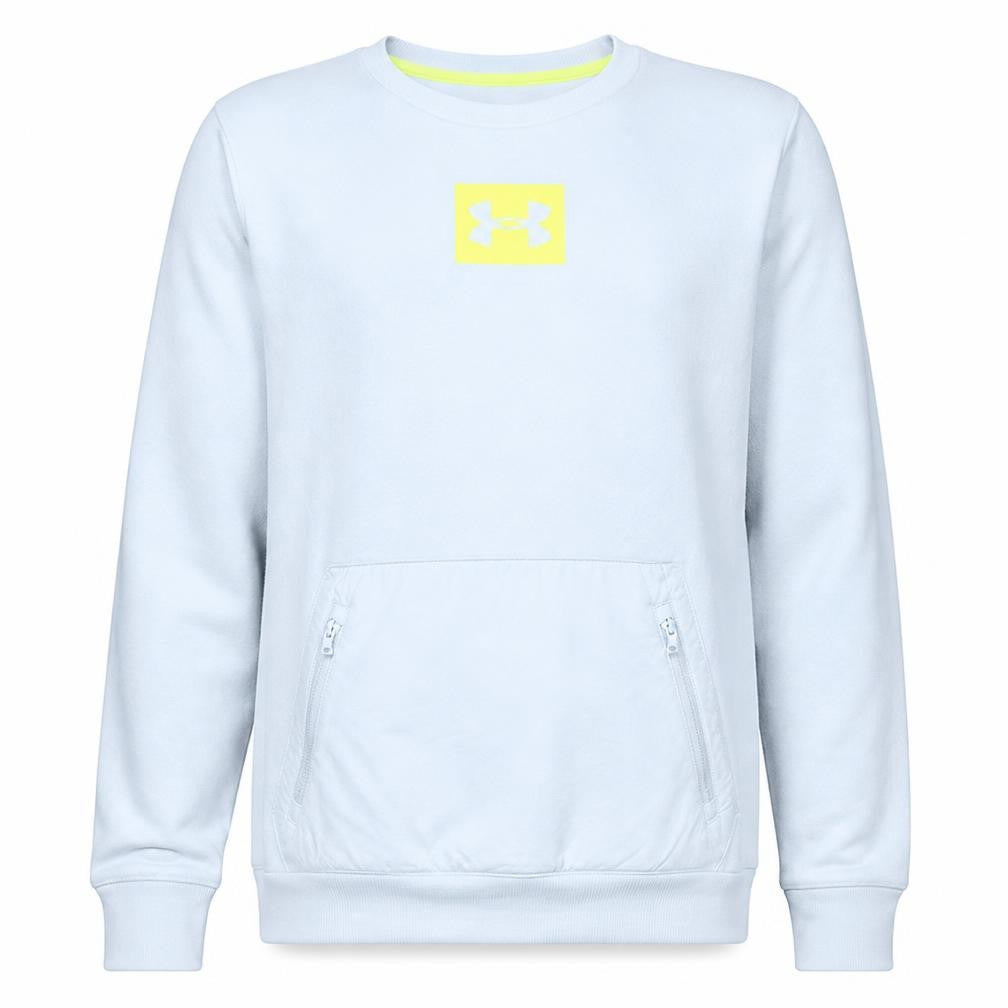 Under Armour Men's White Crew Neck Sweatshirt Large Logo Pullover
