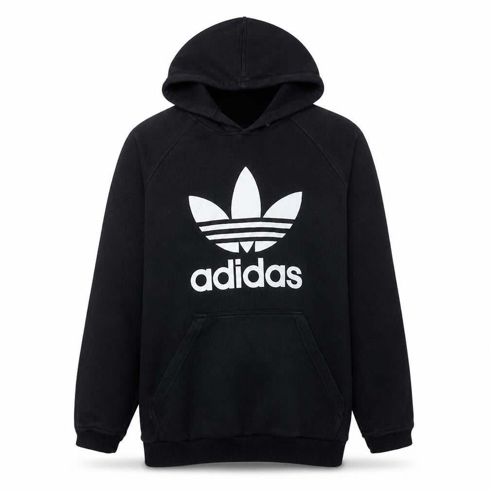 Adidas Men's Black XL Pullover Hoodie with Logo Graphic Print