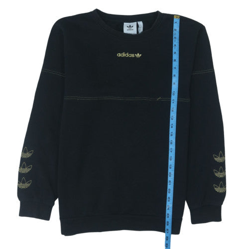 Adidas Womens Black Crew Neck Pullover Sweatshirt Size XL 70% Cotton