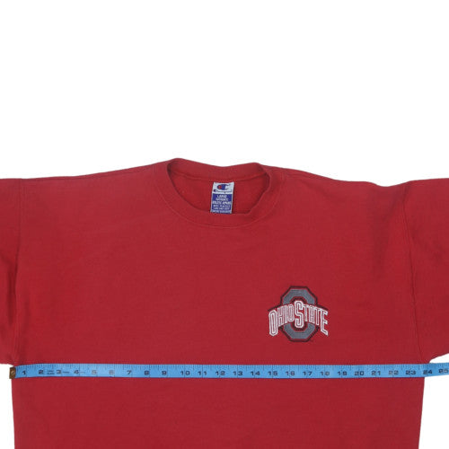 Champion Men's Red Ohio State Crew Neck Sweatshirt Size L
