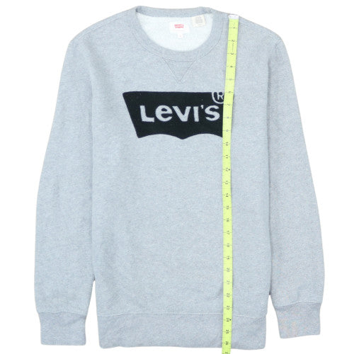 Levi's Women Grey Logo Crew Neck Pullover Sweatshirt Size S