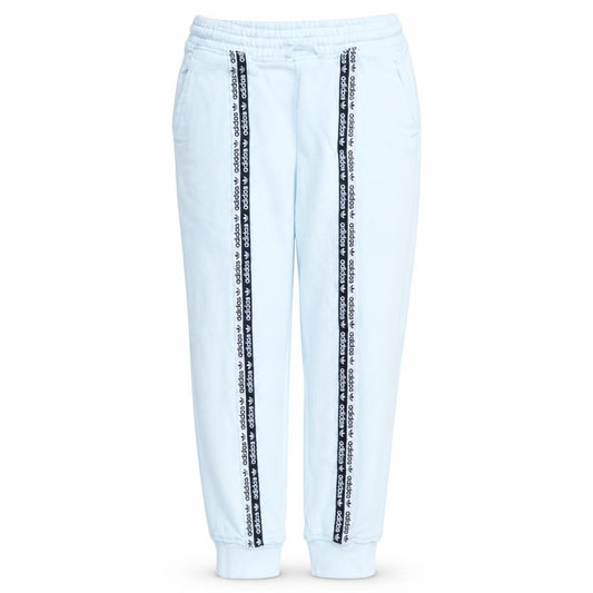adidas Womens Blue Jogger Trousers Size 14 Logo Stripe Cuffed Track Pants