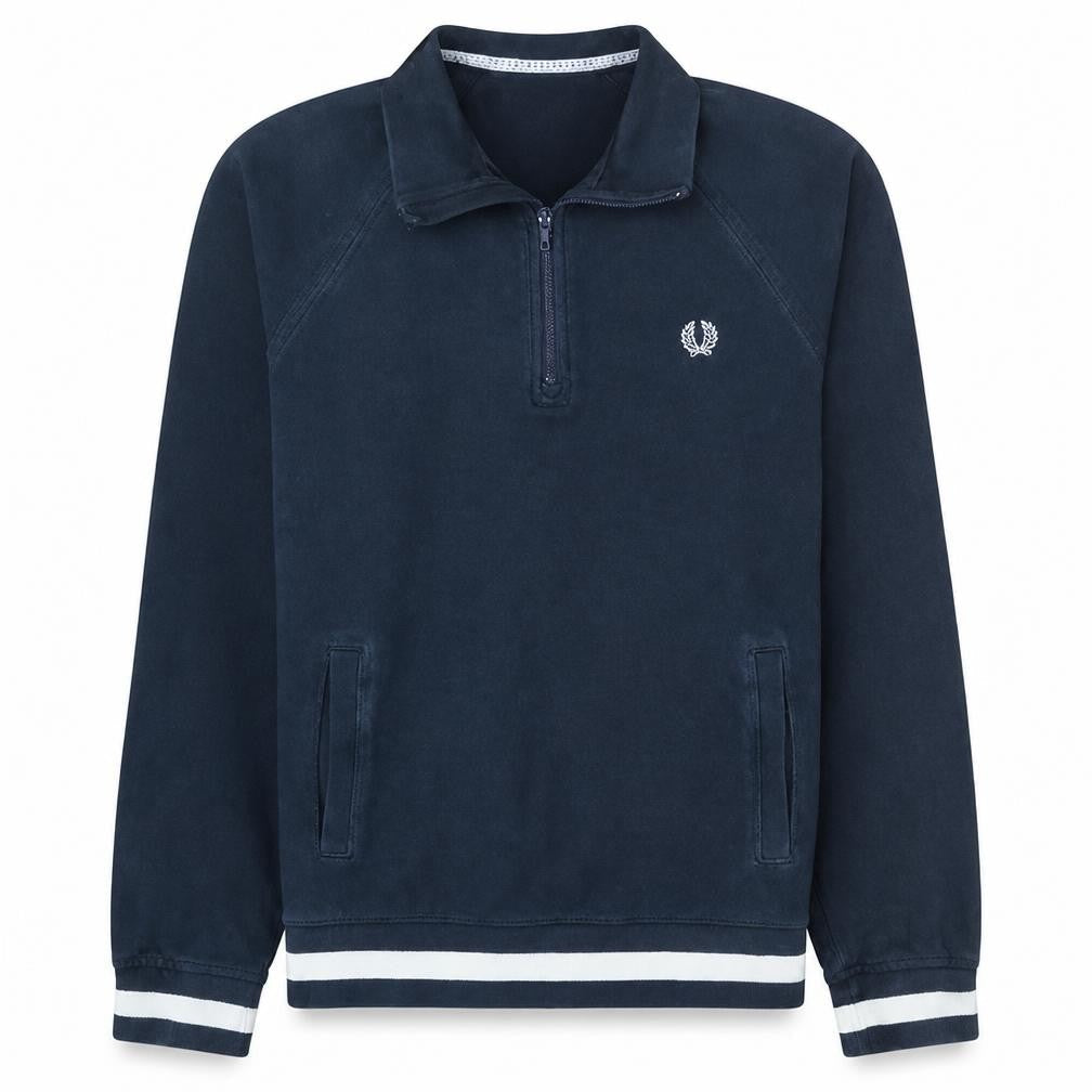 Fred Perry Men’s Blue 1/4 Zip Sweatshirt M Cotton Blend