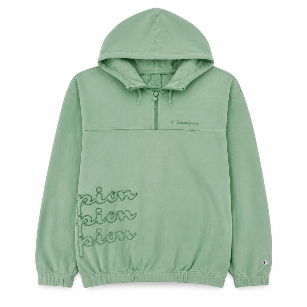 Champion Womens Green 1/4 Zip Hooded Pullover Sweatshirt Medium