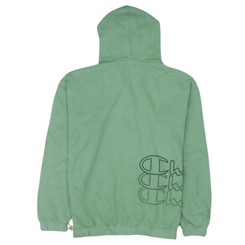 Champion Womens Green 1/4 Zip Hooded Pullover Sweatshirt Medium