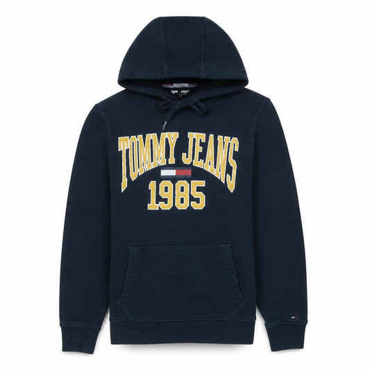 Tommy Jeans Men's Blue Pullover Hoodie M Regular Fit Logo 1985