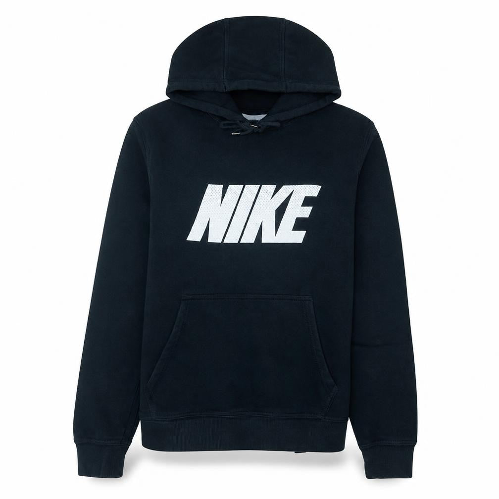 Nike Women Black Pullover Hoodie Medium Logo Front Cotton Blend
