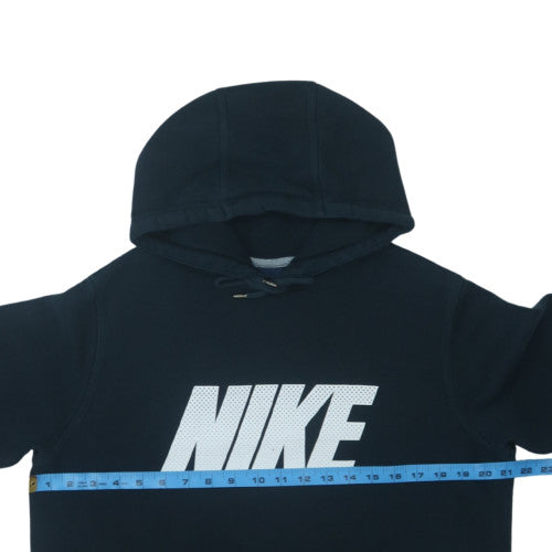 Nike Women Black Pullover Hoodie Medium Logo Front Cotton Blend