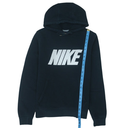 Nike Women Black Pullover Hoodie Medium Logo Front Cotton Blend