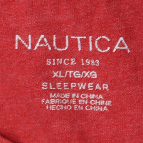 Nautica Men's Red XL Sleepwear Pyjama Top Cotton Short Sleeve