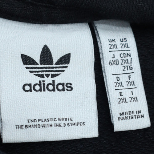 Adidas Men's Black 2XL Pullover Hoodie with Logo and Pockets