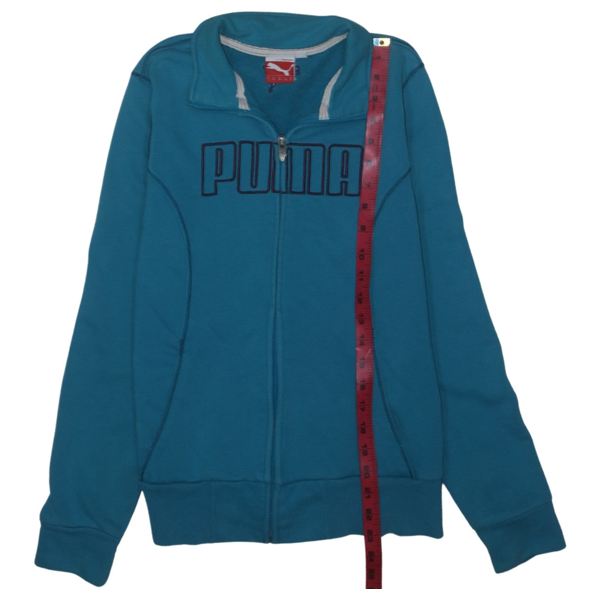 Puma Women Blue Full Zip Track Jacket Size 14 Cotton Blend