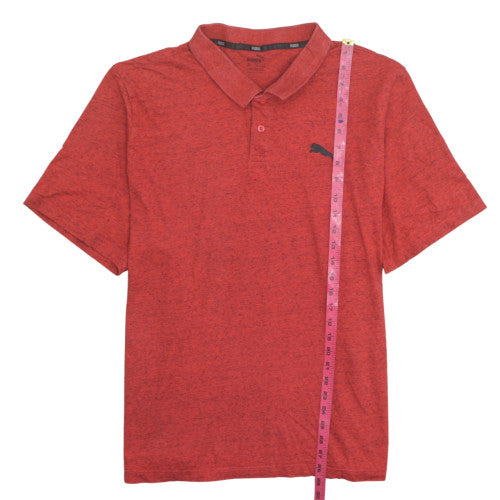Puma Men's Red Short Sleeve Polo Shirt Size L Classic Fit