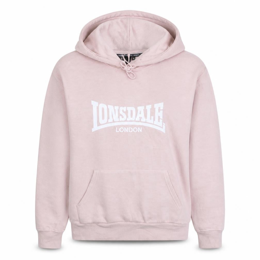 Lonsdale Women Pink Pullover Hoodie Size 12 Cotton Blend Sweatshirt