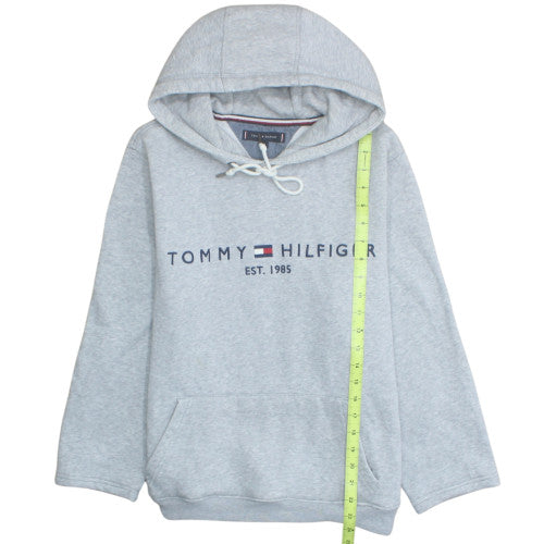 Tommy Hilfiger Mens Grey Pullover Hoodie M Logo Classic Style