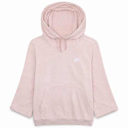 Front view of Nike girls’ pink pullover hoodie 12 years hooded fleece sweatshirt