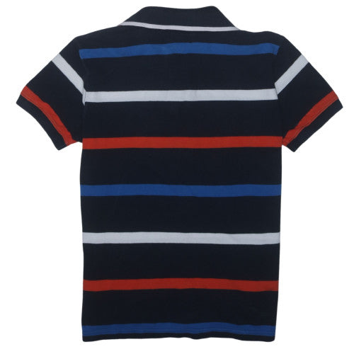 Tommy Hilfiger Men's Navy Striped Cotton Polo Shirt Size M
