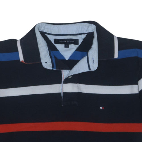 Tommy Hilfiger Men's Navy Striped Cotton Polo Shirt Size M