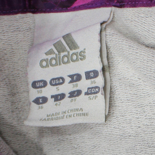 Adidas Women Grey Purple Hooded Pullover Sweatshirt Size 10 Regular