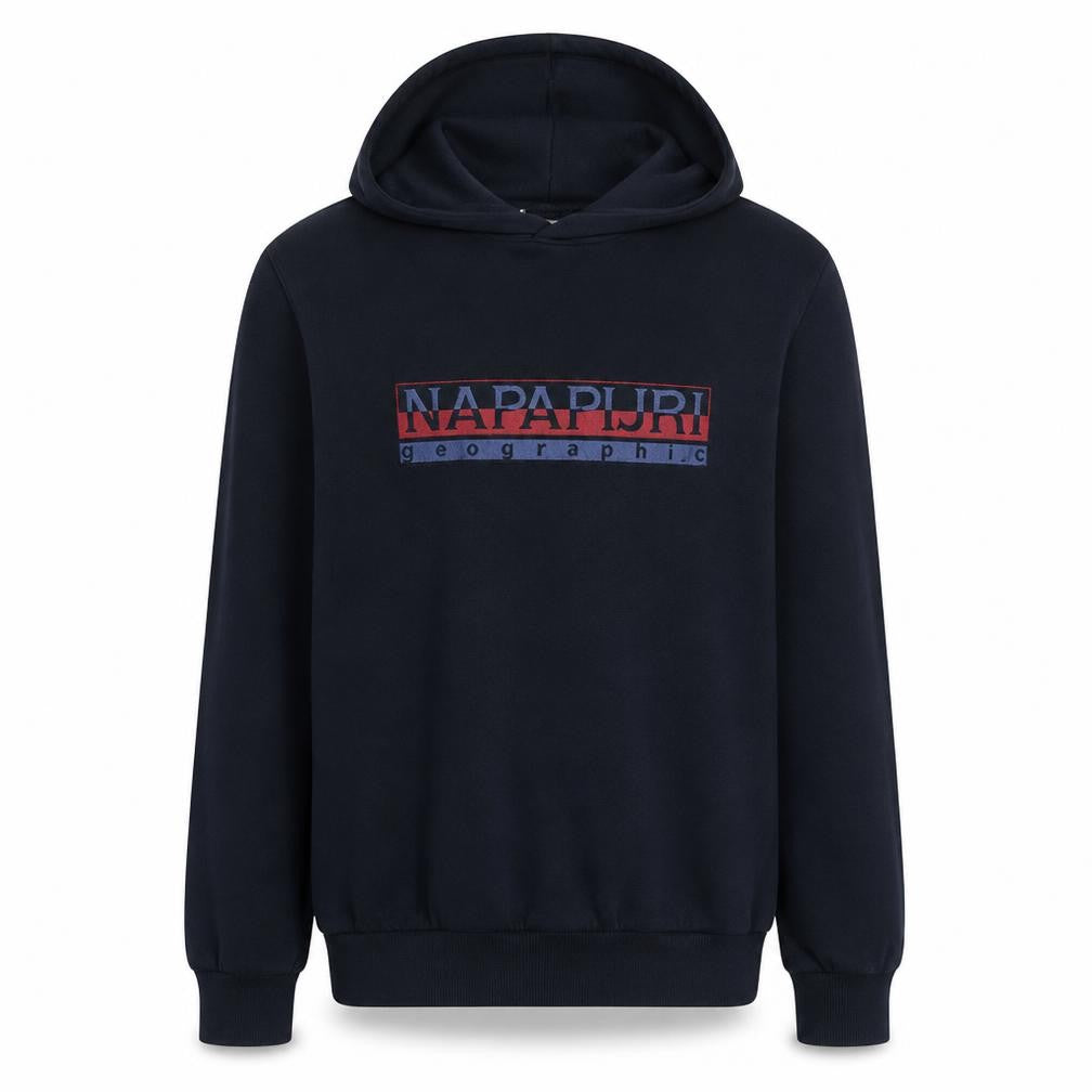 Napapijri Mens Black Pullover Hoodie M Logo Graphic Cotton