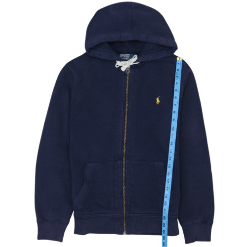 Ralph Lauren Men's Blue Full Zip Hoodie Size M Logo Cotton Blend