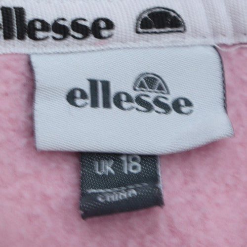 Ellesse Womens Pink Pullover Hoodie UK 18 Cotton Blend Sport Sweatshirt